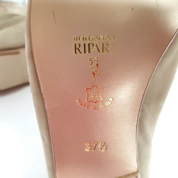 Mariagrazia Ripari Flats Shoes 7.5 Ankle Lace Up Cutouts Reptile Beige Tan Boho - Picture 8 of 9